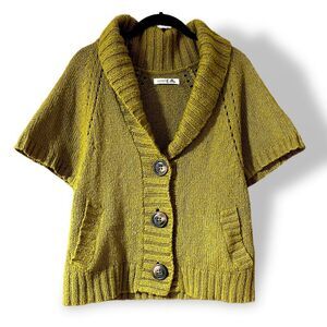 Olive green sweater cardigan size S wool blend